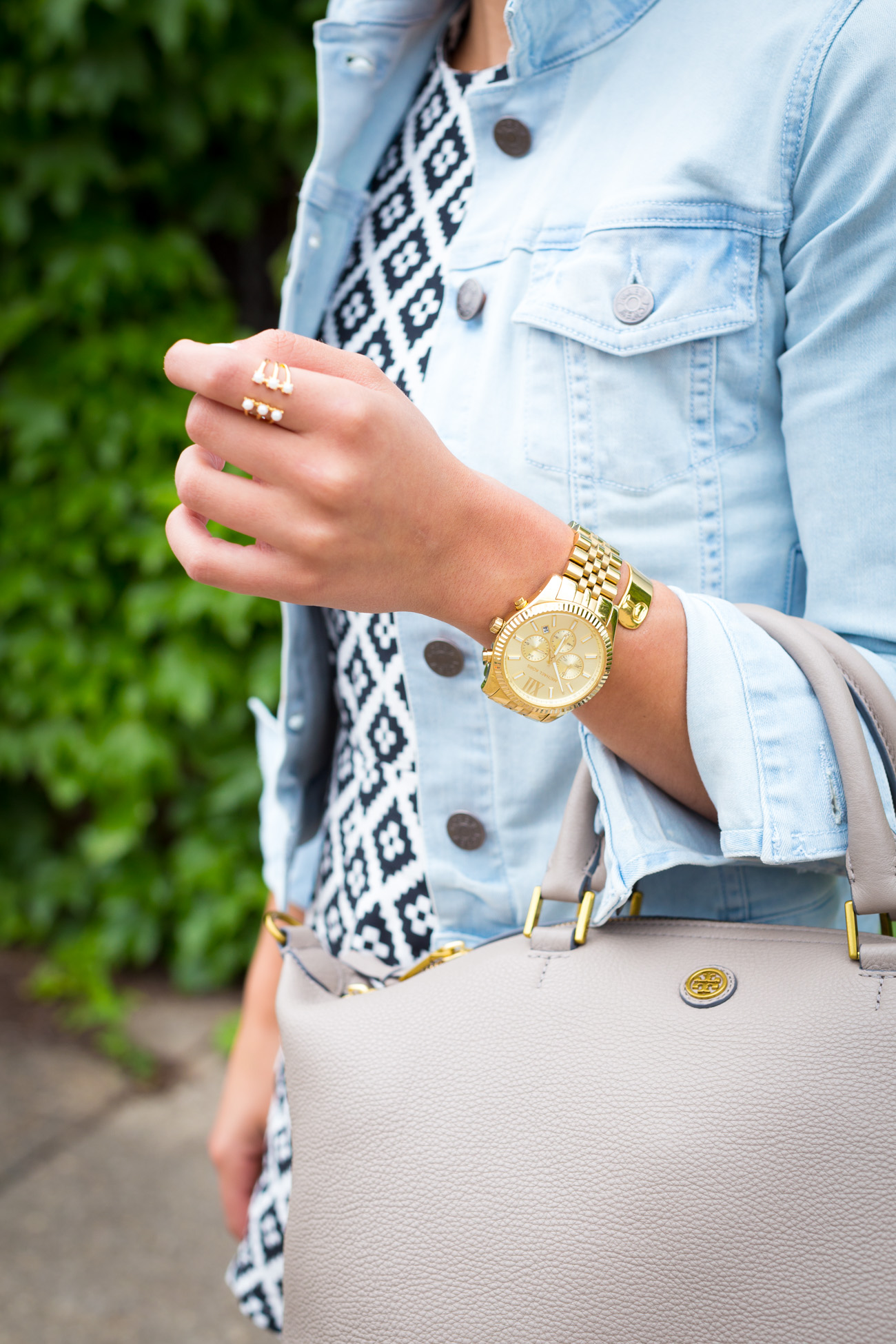 Gold Michael Kors Watch and BaubleBar Jewelry // A Southern Drawl