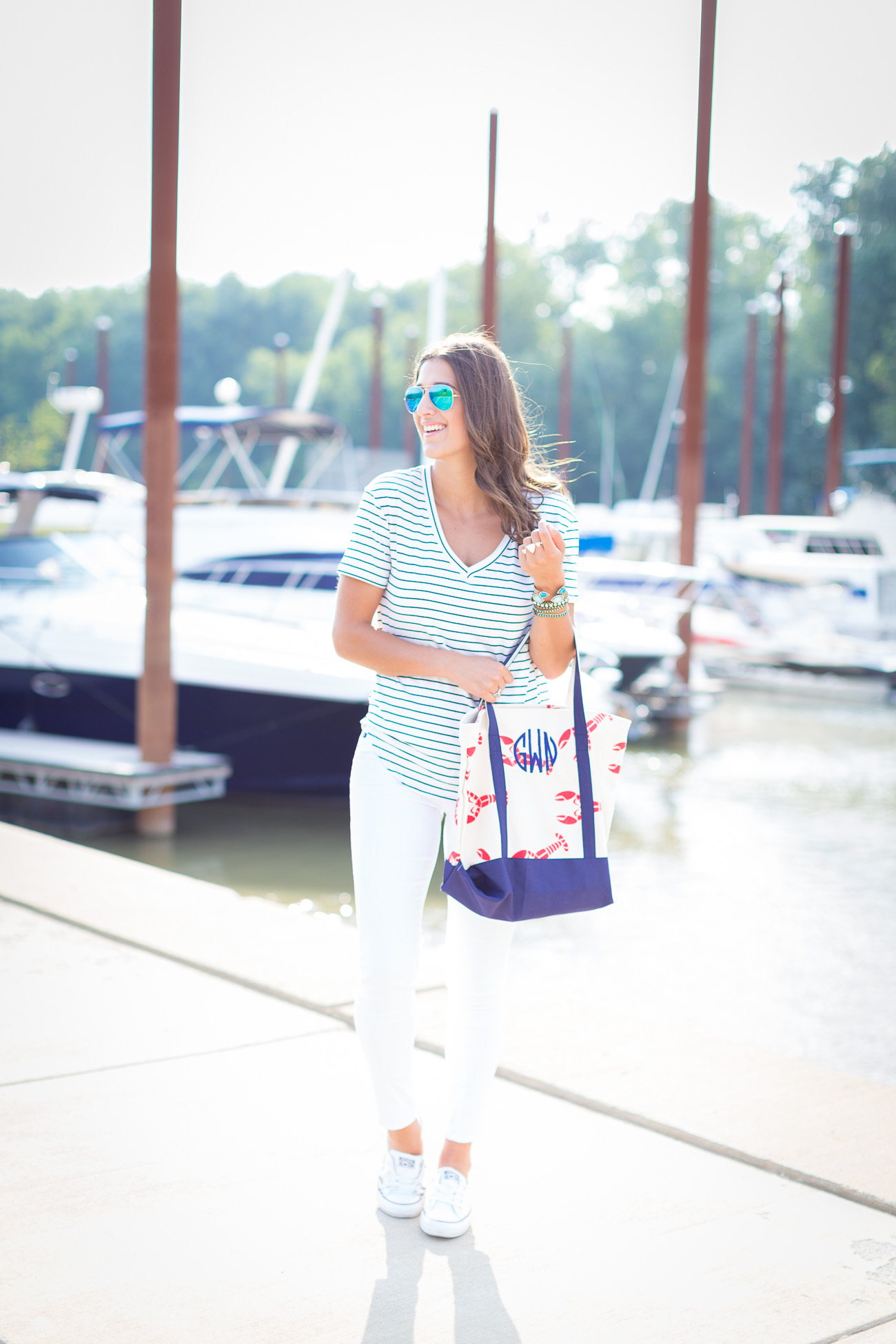 Stripe Outfit and Monogram Tote // A Southern Drawl