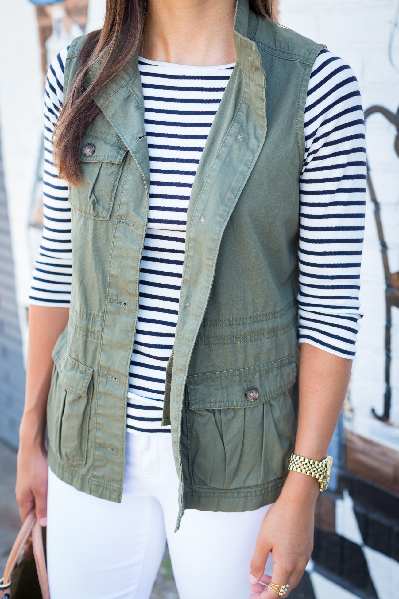 Utility Vest and Stripe Tee // A Southern Drawl