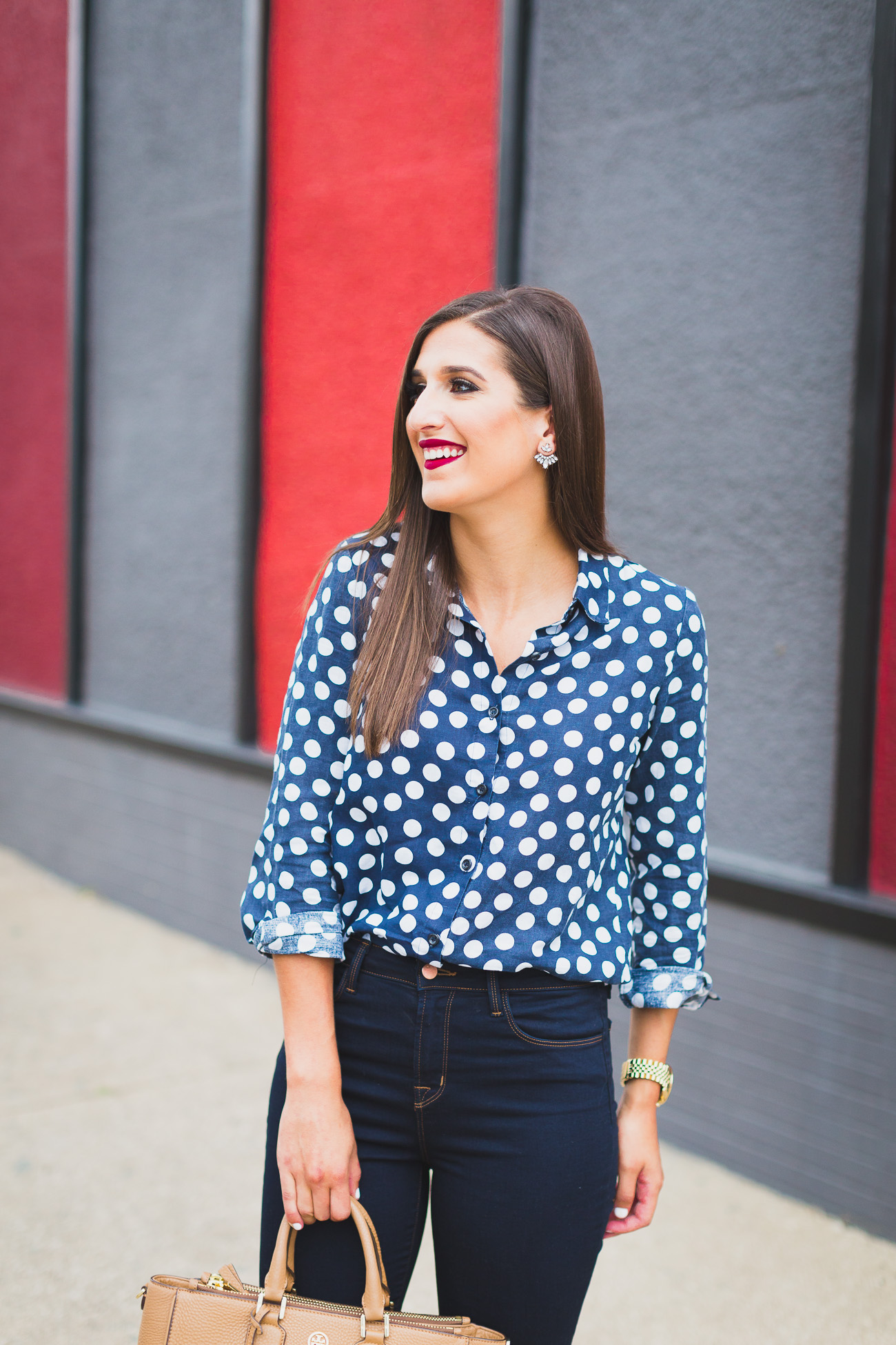 polka dot top // a southern drawl