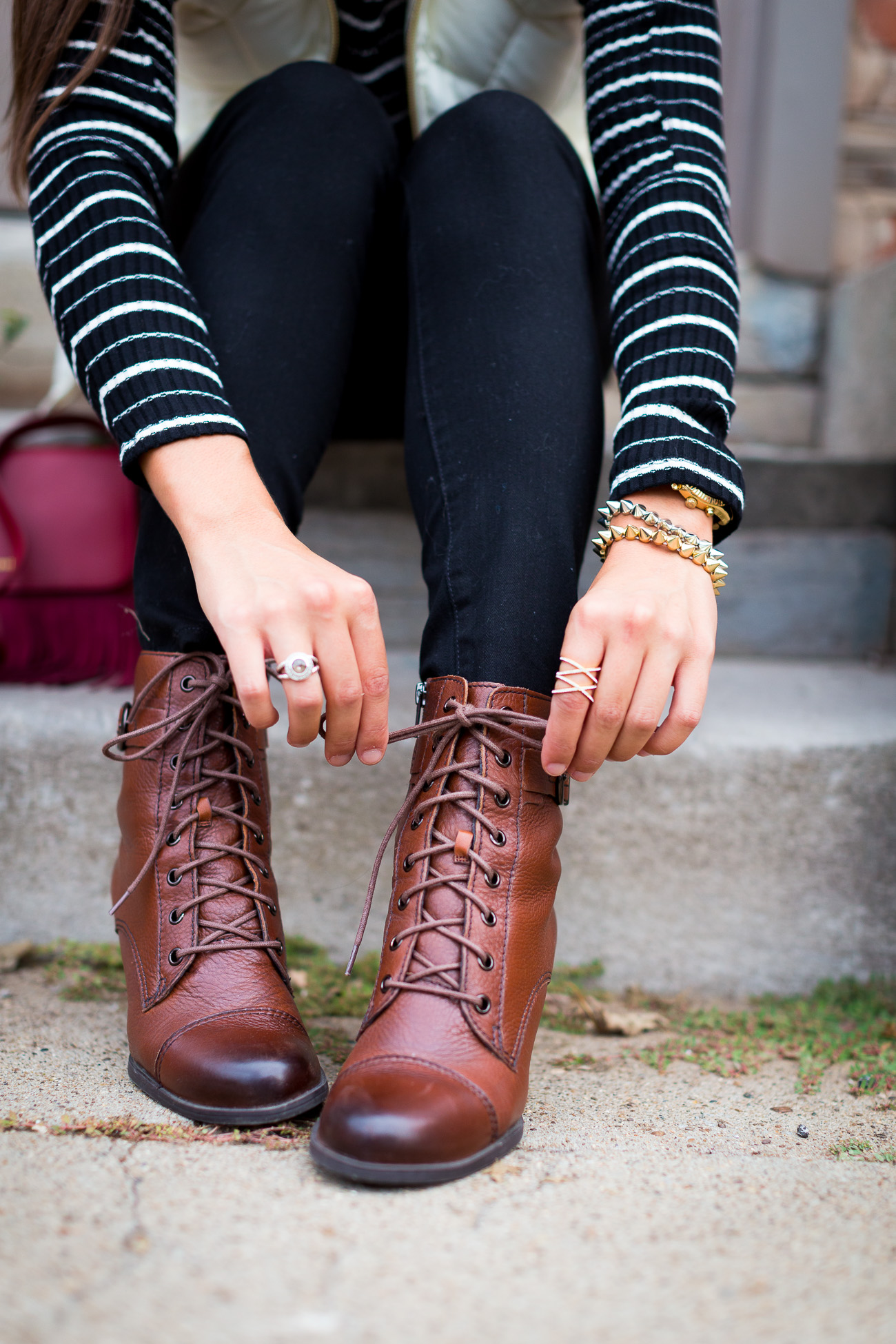 military booties, combat booties, fall booties, brown booties, lace up booties // grace wainwright from a southern drawl