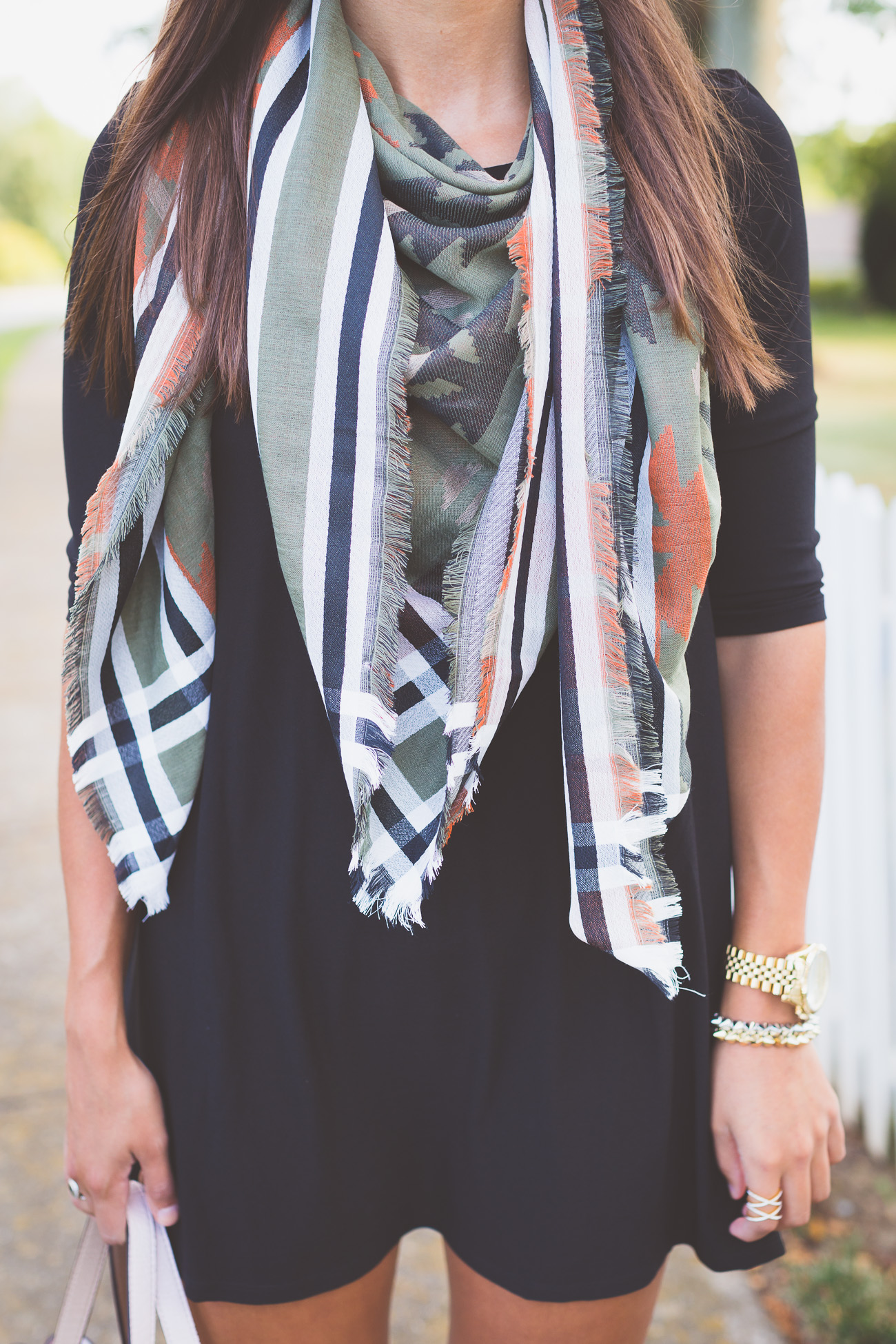 fall style, fall fashion, blanket scarf, little black dress, fall outfit ideas, blanket scarves // a southern drawl