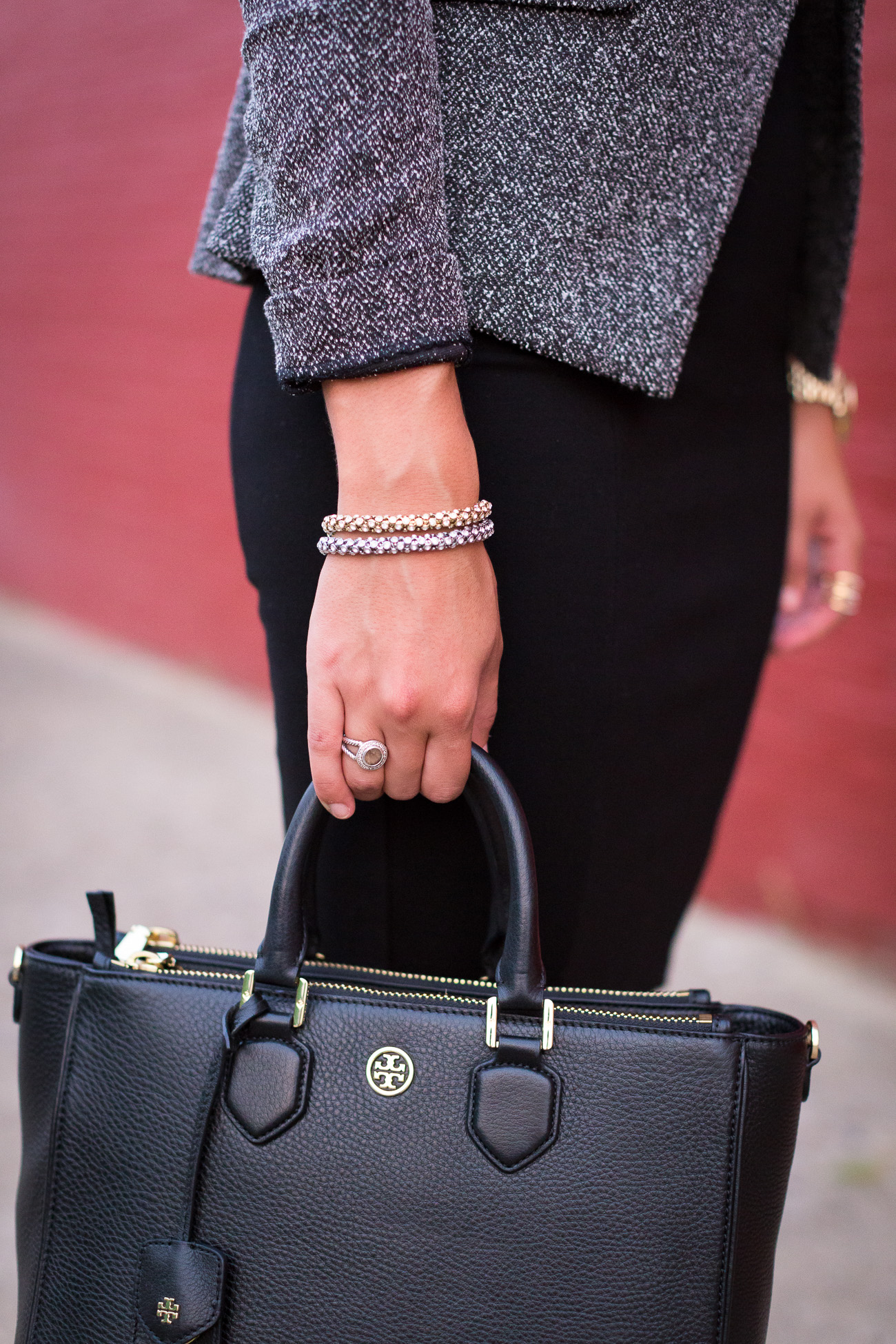 michael kors watch, michael kors holiday collection, black pencil dress, business chic, tory burch tote, tweed blazer, fall fashion // grace wainwright from a southern drawl