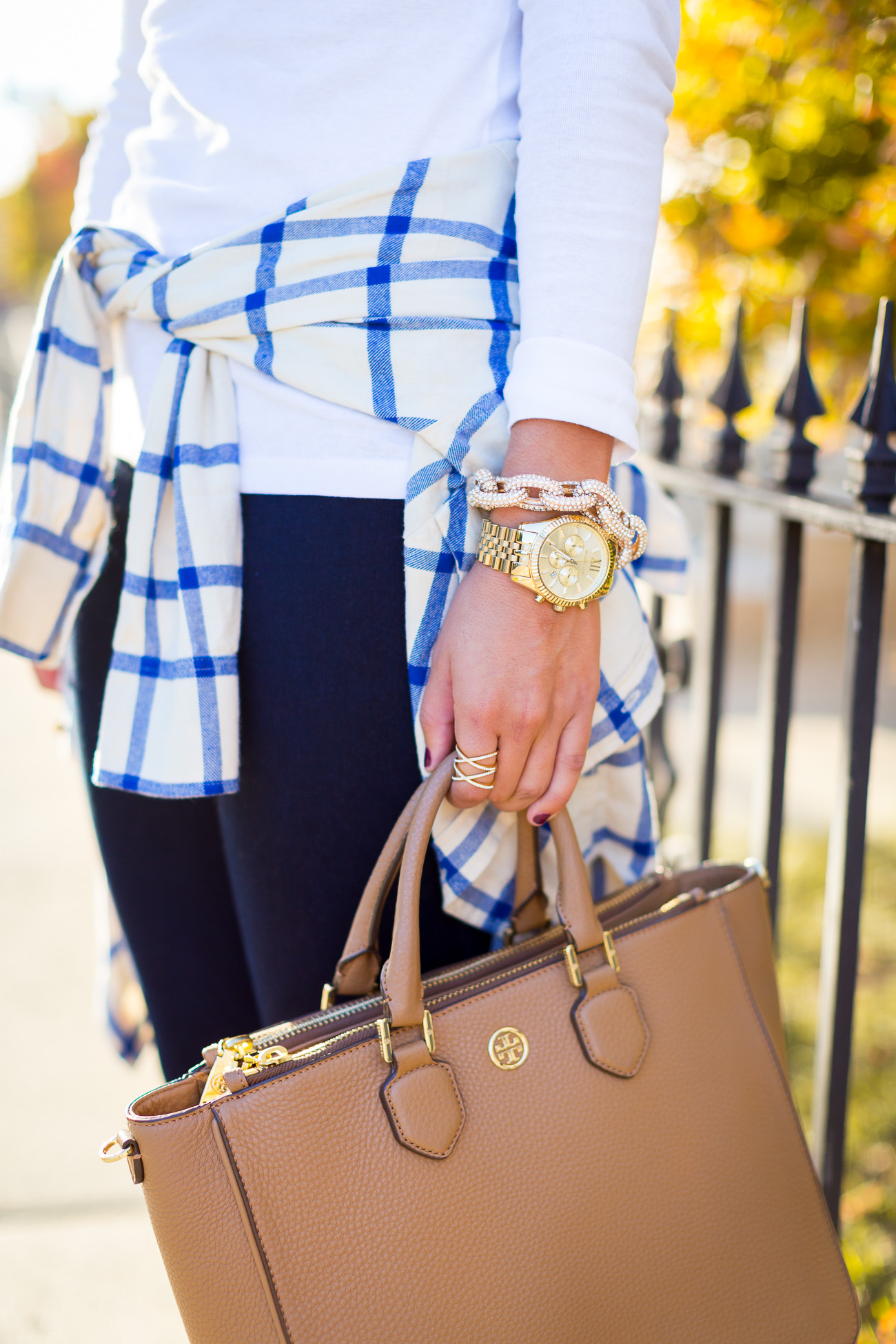 j.crew flannel, flannel tied around waist, brown booties, monogram necklace, fall style, fall fashion, fall outfit ideas // grace wainwright from a southern drawl