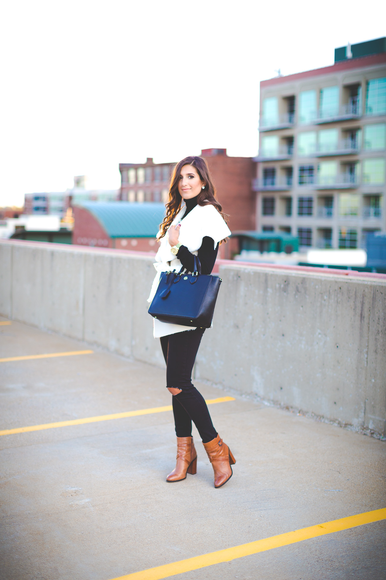 brown booties, fall fashion, fall style, fur vest, fall vest // a southern drawl