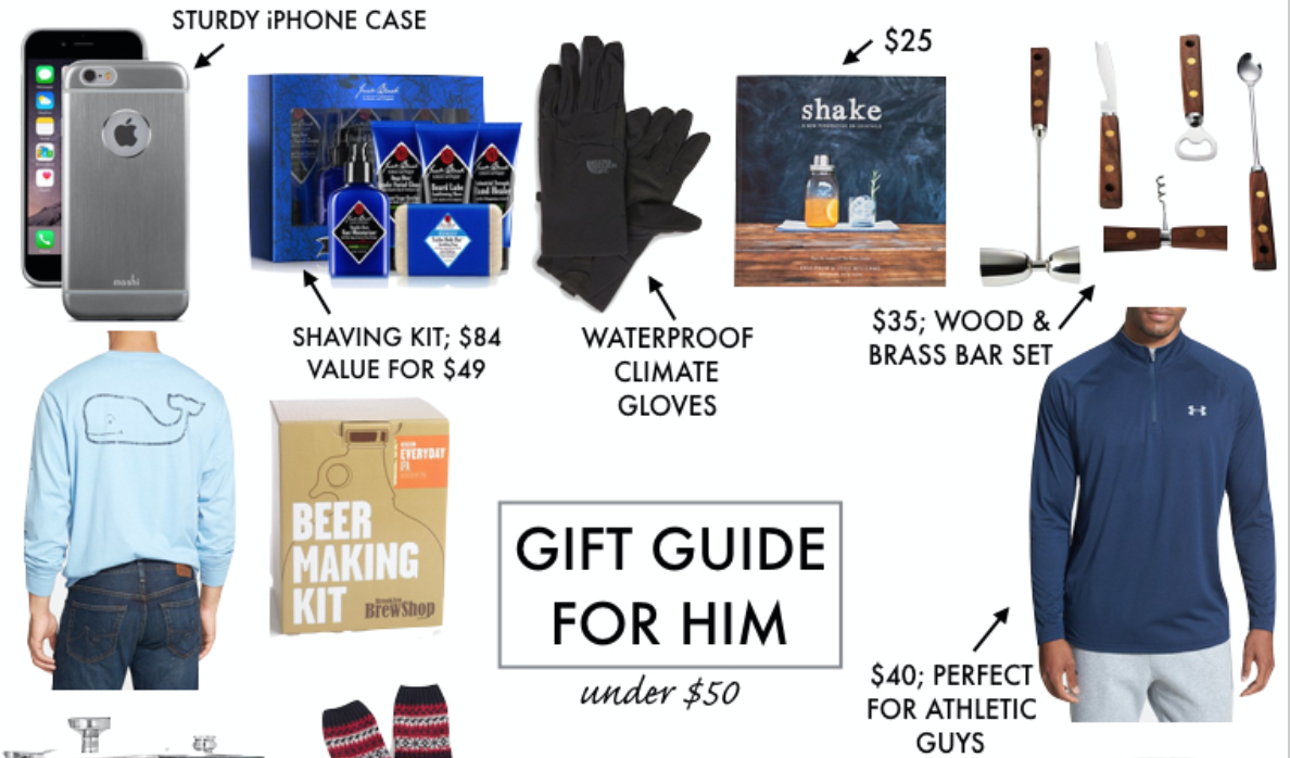 gift guide for him, under $50 gift guide, affordable christmas gifts, gifts for boyfriend, gifts for husband, gifts for father, holiday gift guide, holiday gift guide for him , holiday gift ideas, gift guide 2015 // grace wainwright from a southern drawl