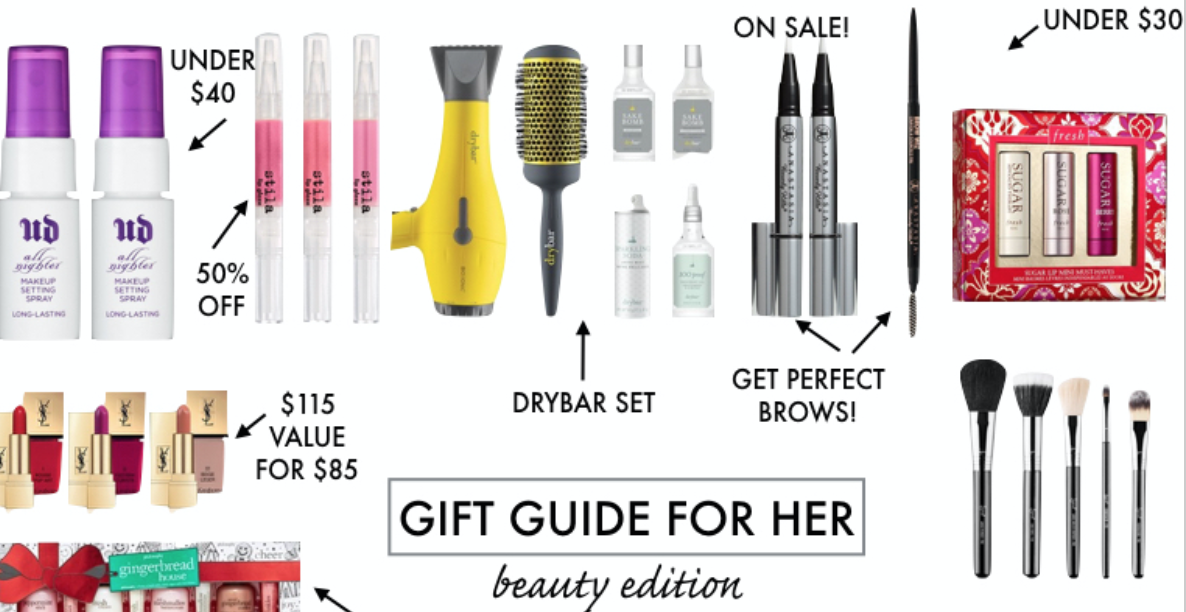 beauty gift guide for her, holiday gift guide 2015, holiday beauty gifts, christmas gift ideas, beauty gift ideas, holiday gift guide // grace wainwright from a southern drawl