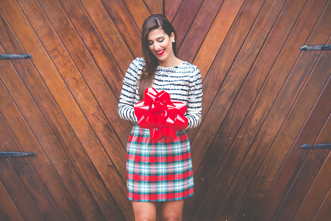 plaid skirt, sequin top, holiday outfit, preppy holiday outfit, holiday outfit ideas, holiday fashion, cyber monday, cyber monday deals, cyber monday sales 2015 // grace wainwright from a southern drawl