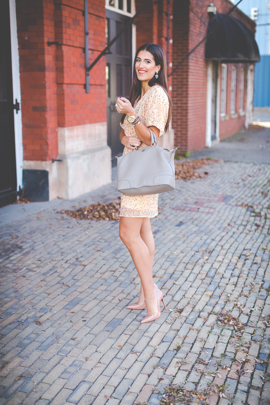 new years eve outfit, new years eve dress, sequin dress, party dress, sequin party dress, holiday outfit ideas, holiday style, holiday fashion, holiday dress, sequin holiday dress, christian louboutin so kate pumps, nude louboutins // grace wainwright from a southern drawl