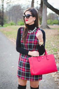 plaid dress and boots