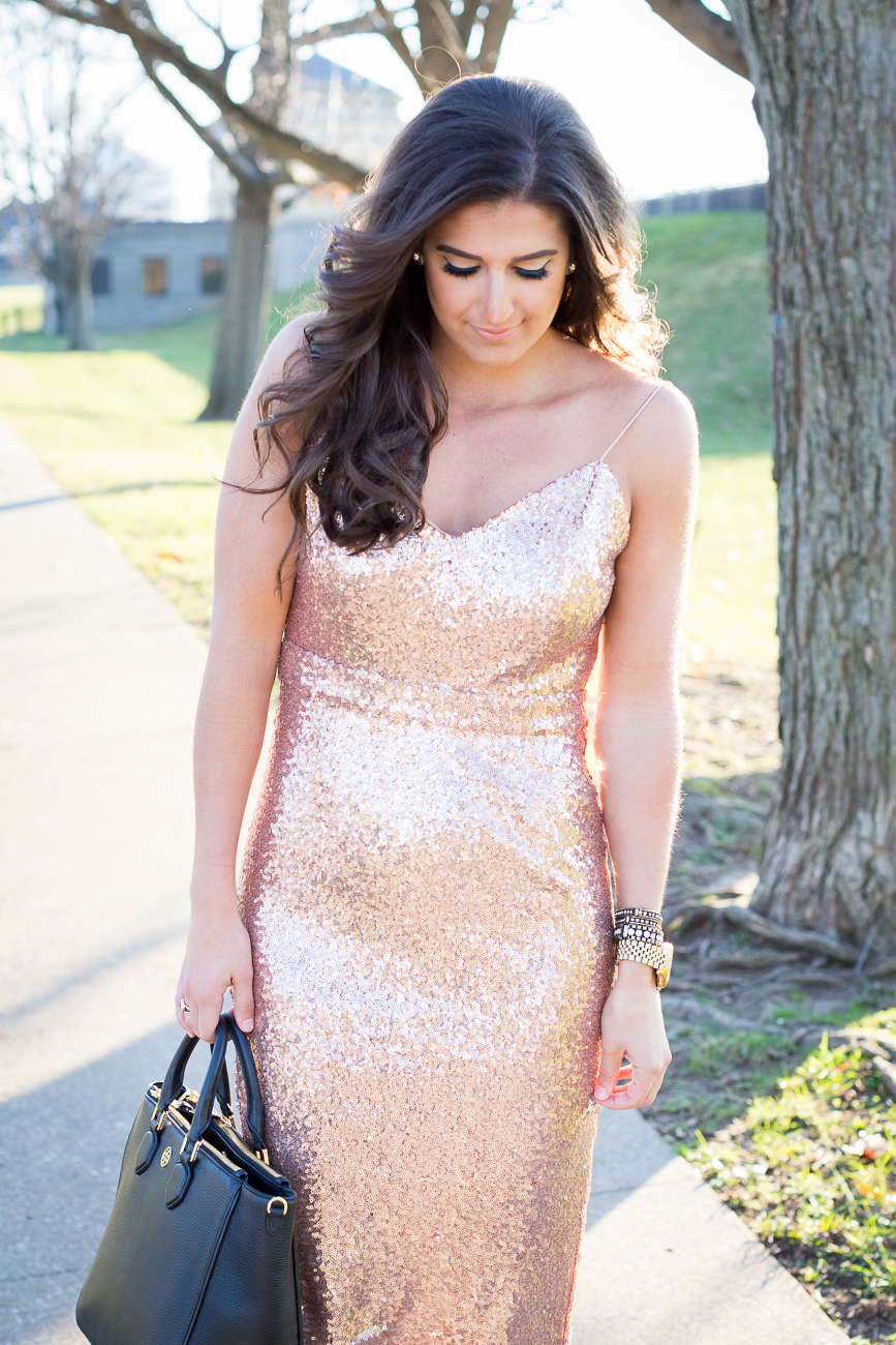 Holiday Party Outfit Idea: Petite Sequin Midi Skirt