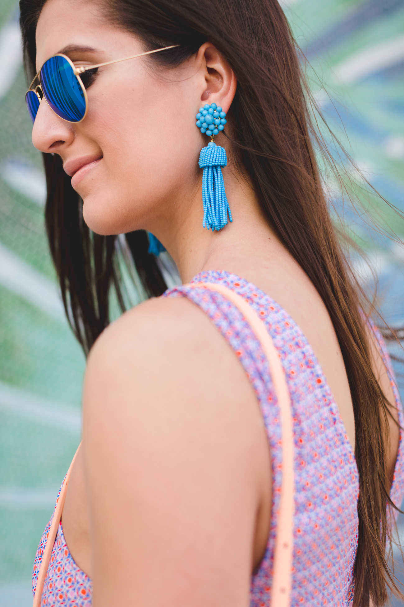 minkpink romper, keyhole romper, keyhole dress, beach style, vacation style, vacation outfit ideas,  rose gold wedges, rose gold heels, rose gold sandals, nude sandals, turquoise tassel earrings, tassel bracelets, gigi new york melon carly convertible clutch, loews miami beach hotel // grace wainwright from a southern drawl