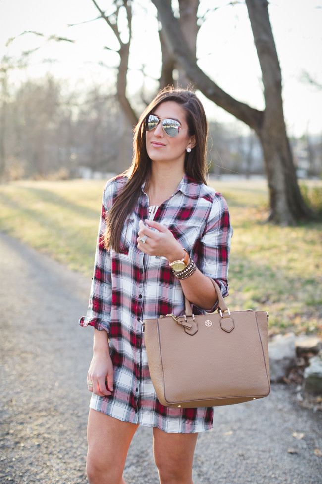 Plaid Shirt Dress | A Southern Drawl