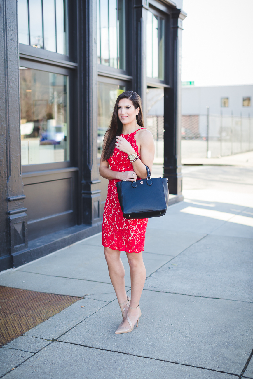 Backless dress, red dress, little red dress, lace dress, Valentine's Day dress, Valentine's Day outfit ideas lace midi dress, sale outfit, sale dress // grace wainwright from a southern drawl