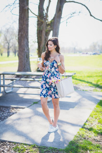 romantic picnic set up, modcloth floral dress, modcloth spring fashion, spring style, spring picnic, spring engagement photos, spring couples photos, metallic sperry topsiders, metallic sperry shoes, silver sperry boat shoes, metallic boat shoes, floral shift dress, floral cami, world map necklace, girly outfit, feminine fashion, feminine outfit ideas, neutral fresh makeup // grace wainwright from a southern drawl