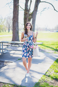 romantic picnic set up, modcloth floral dress, modcloth spring fashion, spring style, spring picnic, spring engagement photos, spring couples photos, metallic sperry topsiders, metallic sperry shoes, silver sperry boat shoes, metallic boat shoes, floral shift dress, floral cami, world map necklace, girly outfit, feminine fashion, feminine outfit ideas, neutral fresh makeup // grace wainwright from a southern drawl
