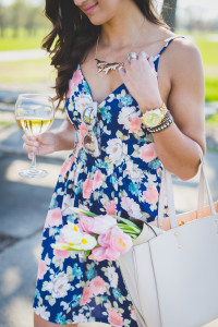 romantic picnic set up, modcloth floral dress, modcloth spring fashion, spring style, spring picnic, spring engagement photos, spring couples photos, metallic sperry topsiders, metallic sperry shoes, silver sperry boat shoes, metallic boat shoes, floral shift dress, floral cami, world map necklace, girly outfit, feminine fashion, feminine outfit ideas, neutral fresh makeup // grace wainwright from a southern drawl