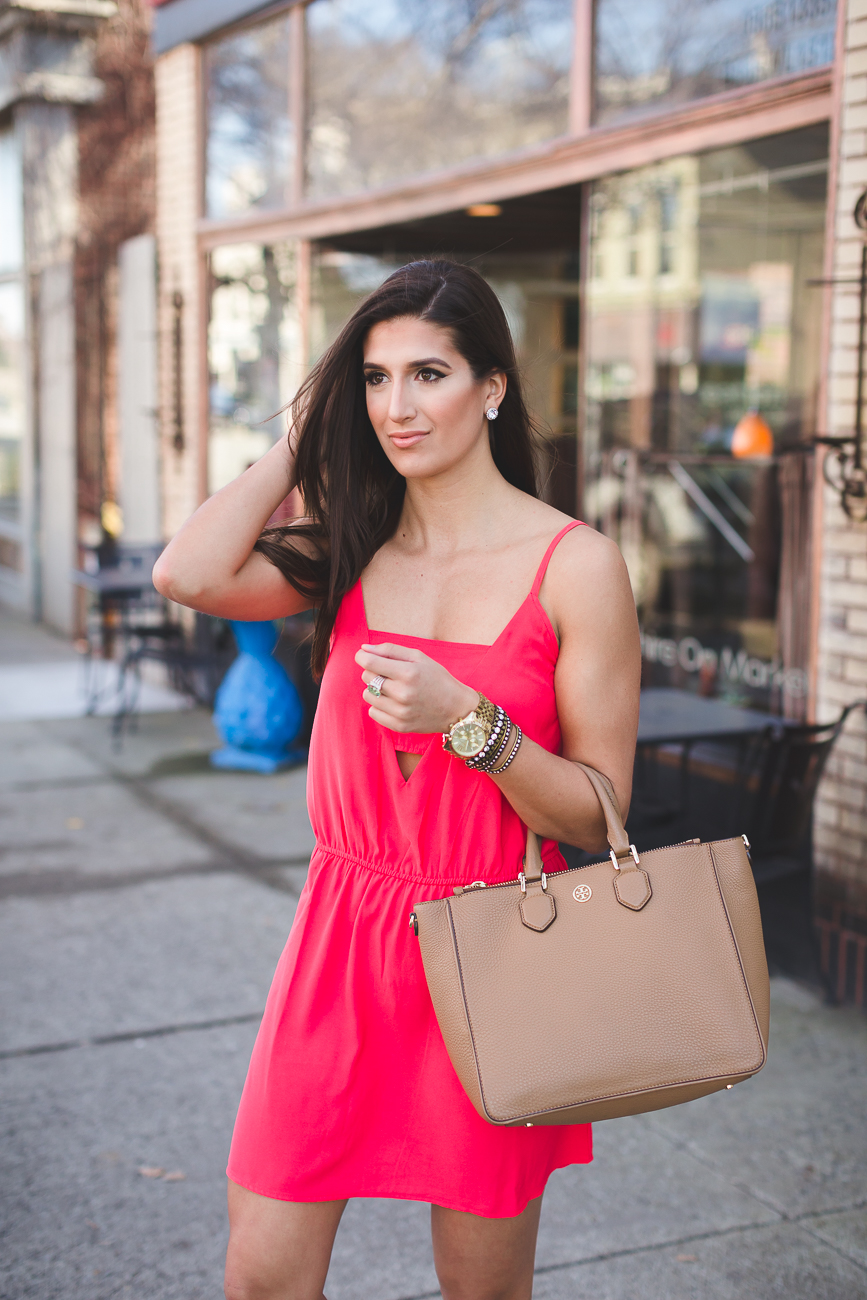 red cutout dress, bb dakota dress, jack by bb dakota, lace up gladiator sandals, tall gladiator sandals, tall lace up sandals, knee-high sandals, shopbop sale, shopbop big event, spring style, spring fever, little red dress // grace wainwright from a southern drawl