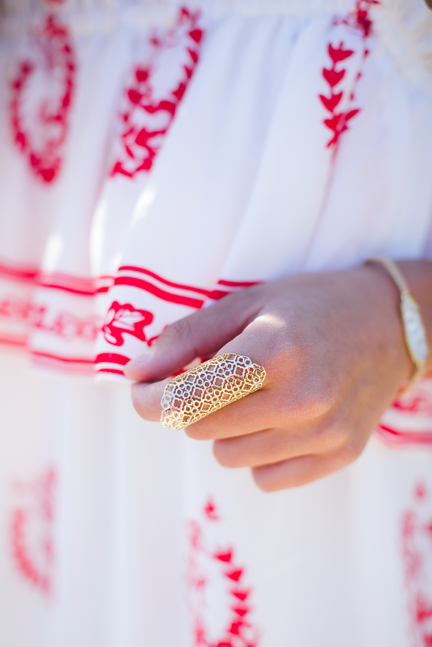 kendra scott summer 2016, kendra scott jewelry, paisley strapless dress, tularosa dress, spring fashion, spring style, spring ruffle dress, kendra scott cuff, statement stud earrings, statement ring // grace wainwright from a southern drawl