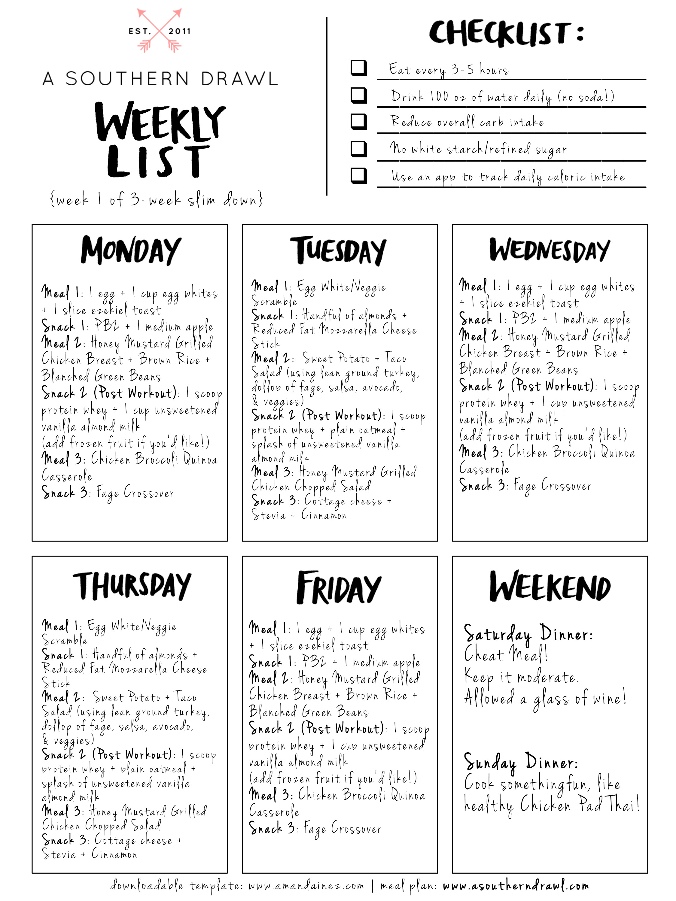 3 Week Slim Down A Southern Drawl