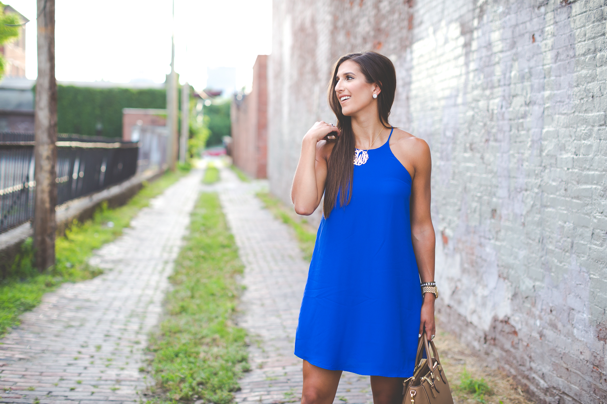 blue shift dress, high neck shift dress, casual style, summer outfit, summer style, monogram necklace, nordstrom anniversary sale 2016 // grace wainwright a southern drawl