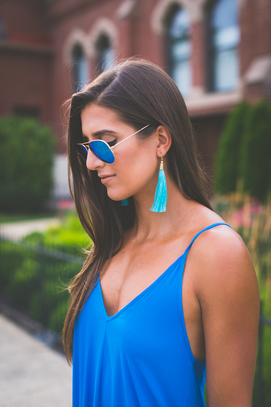 turquoise tassel earrings blue maxi dress-7 | A Southern Drawl