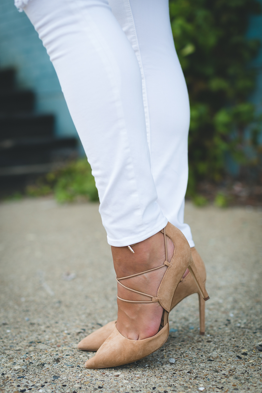 neutral drape cardigan, neutral beige cardigan, extra large acrylic monogram necklace, neutral fall outfit, distressed white jeans, waterfall cardigan, preppy fall style, preppy fall outfit, cute fall outfits, fall inspiration // grace wainwright a southern drawl