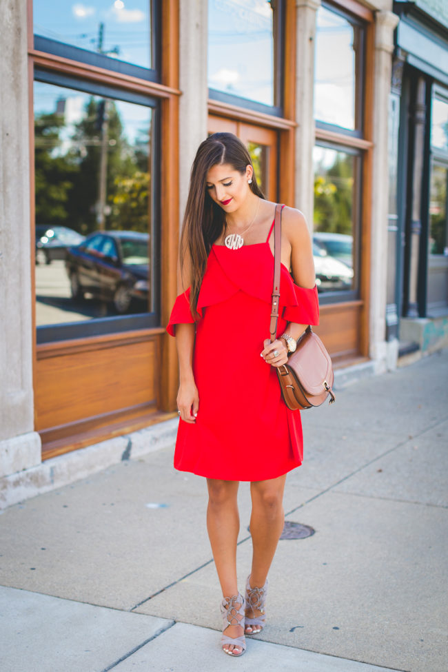 Red Cold Shoulder Dress A Southern Drawl