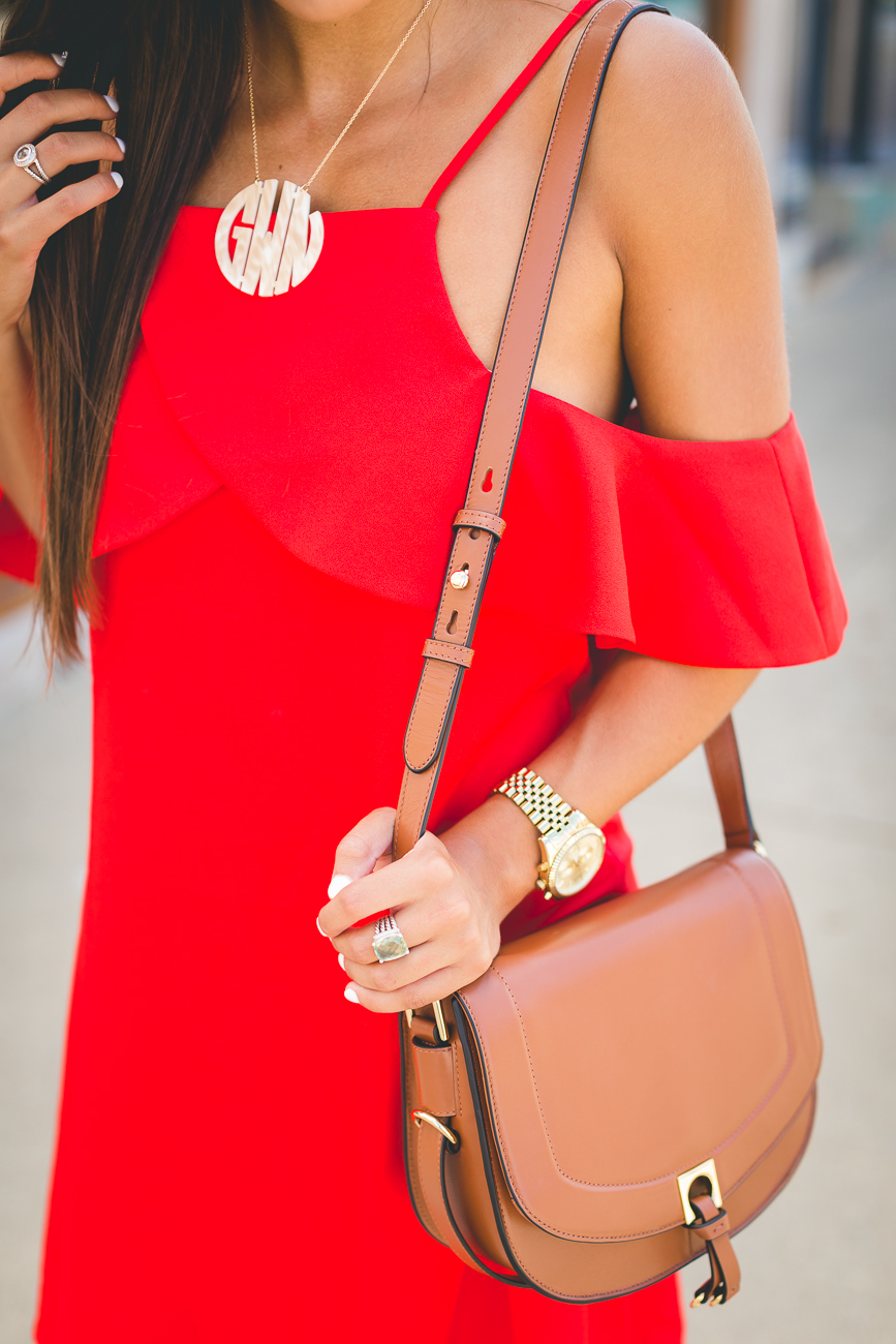 Red Cold Shoulder Dress A Southern Drawl