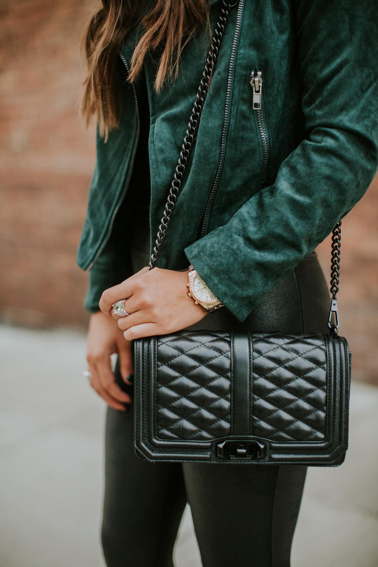 suede moto jacket, faux leather leggings, rebecca minkoff love crossbody bag, free people bodysuit, spanx leather leggings, halogen booties, fall booties, black booties, fall style, fall fashion, cute fall outfit, southern fashion blogger // grace wainwright a southern drawl