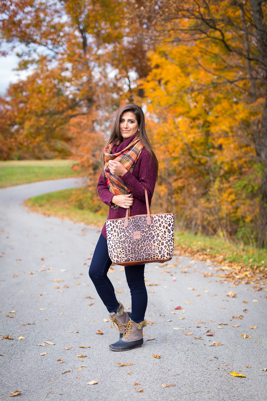 fall outfit ideas, duck boots, bean boots, leopard tote, leopard monogrammed tote, plaid scarf, plaid blanket scarf, plaid oversized scarf, cowl neck turtleneck sweater, fall style, fall fashion, fall style inspiration, a southern drawl fall outfits, cute fall outfits, preppy fall outfits, southern fashion blogger // grace wainwright a southern drawl