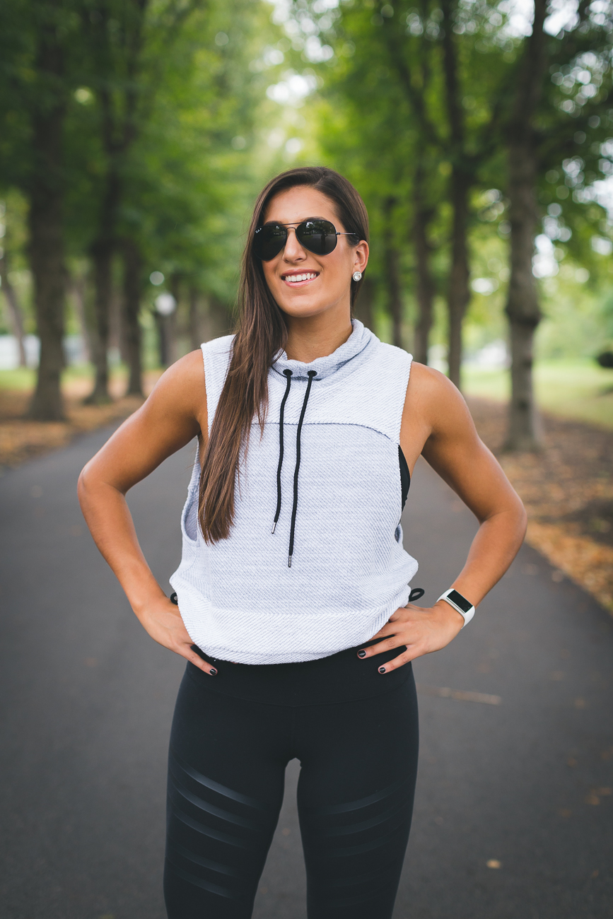 free people funnel neck vest, free people activewear, free people movement, free people leggings, alo yoga leggings, alo airbrushed leggings, nike air max thea, a southern drawl workouts, weekly workout routine, weekly workouts, weekly exercises, polar a360 watch, cute activewear, cute workout outfit, running routine, girl gains, fitness inspiration, nike fitspo, athleisure, nike athleisure outfit // grace wainwright a southern drawl