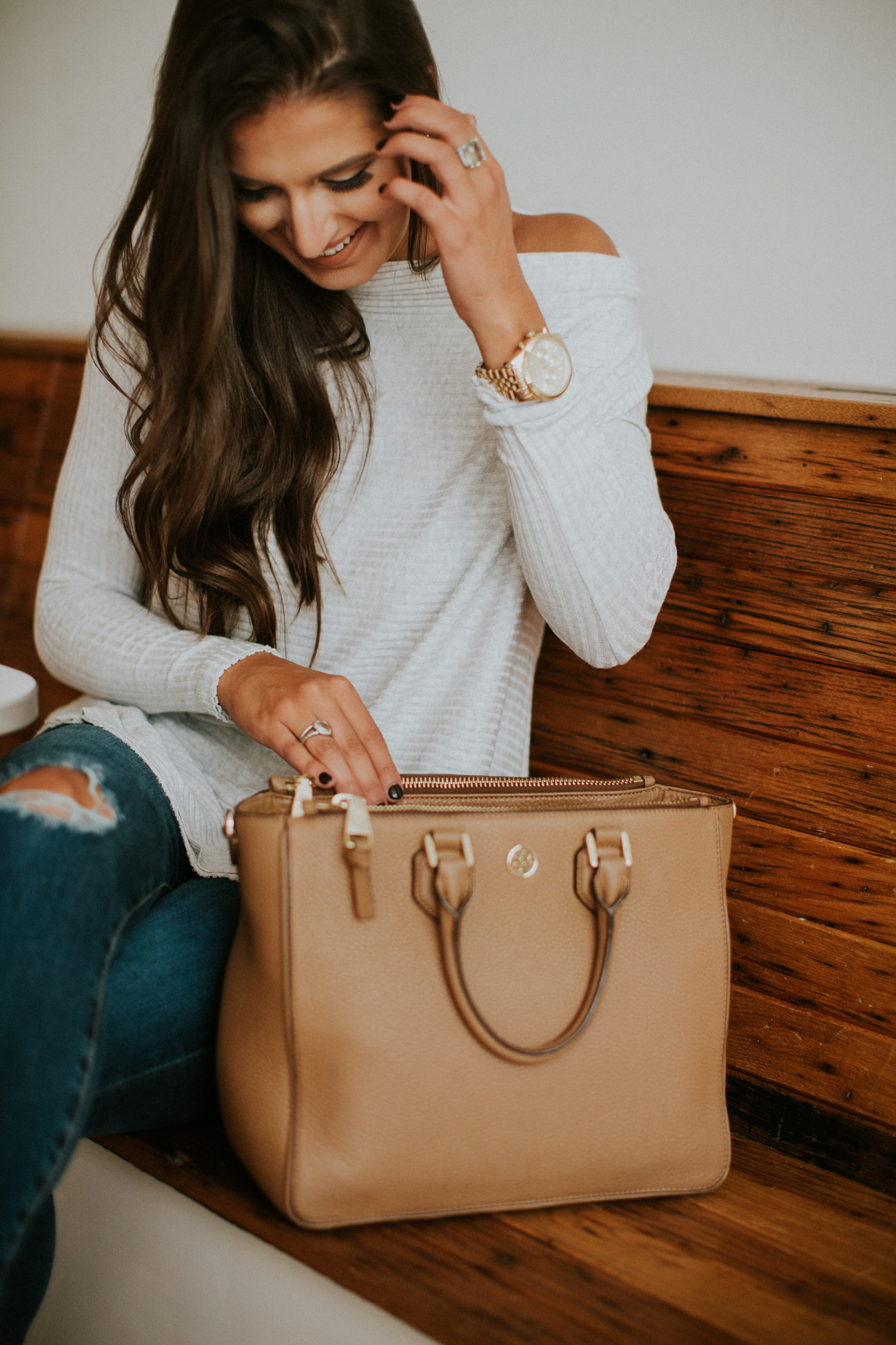 off the shoulder fall pullover, cozy off the shoulder top, free people off the shoulder top, free people fall outfit, free people sweater, ag distressed skinny jeans, coffee shop outfit, fall coffee shop, cognac booties, fall fashion, cute fall outfit, cozy fall outfit, southern fashion blogger // grace wainwright a southern drawl