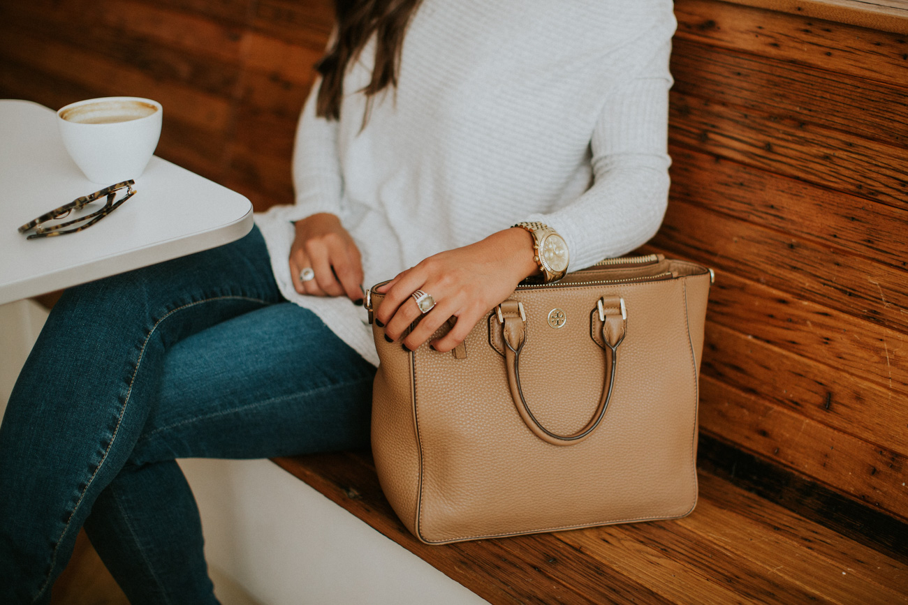 off the shoulder fall pullover, cozy off the shoulder top, free people off the shoulder top, free people fall outfit, free people sweater, ag distressed skinny jeans, coffee shop outfit, fall coffee shop, cognac booties, fall fashion, cute fall outfit, cozy fall outfit, southern fashion blogger // grace wainwright a southern drawl