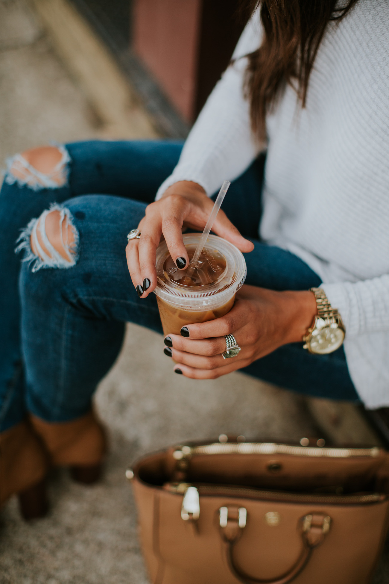 off the shoulder fall pullover, cozy off the shoulder top, free people off the shoulder top, free people fall outfit, free people sweater, ag distressed skinny jeans, coffee shop outfit, fall coffee shop, cognac booties, fall fashion, cute fall outfit, cozy fall outfit, southern fashion blogger // grace wainwright a southern drawl