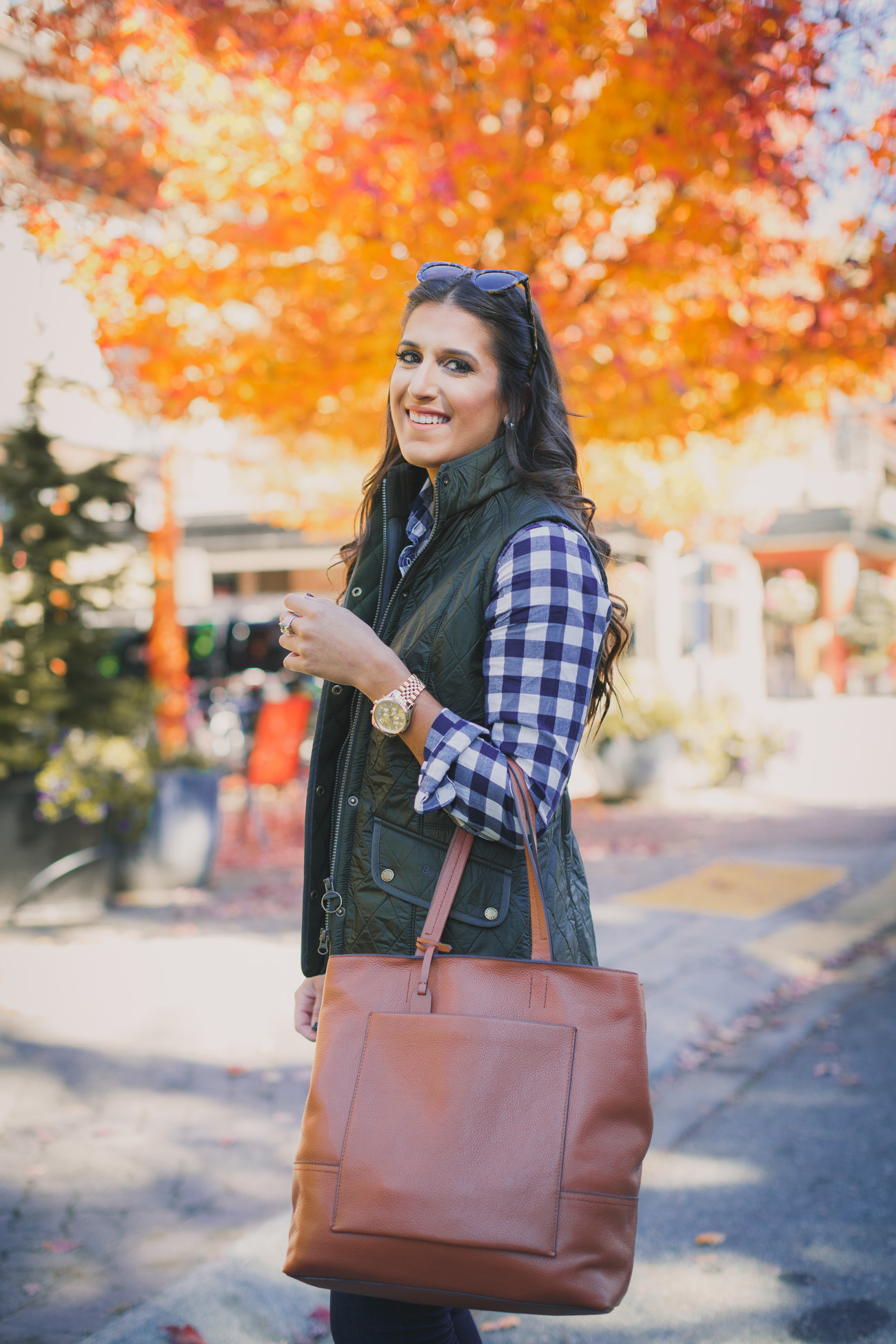 barbour quilted vest, preppy outfit, fall style, fall fashion, buffalo check shirt, buffalo plaid shirt, barbour vest, barbour outfit, fall barbour outfit, j.crew all day tote // grace wainwright a southern drawl