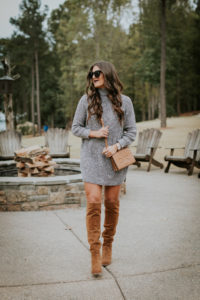 cognac sweater dress