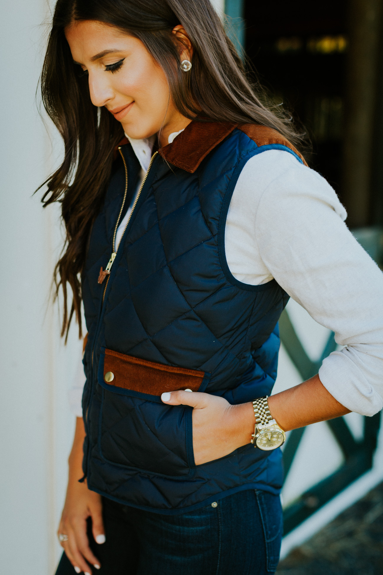 j.crew quilted puffer vest, j.crew excursion vest, preppy fall look, preppy vest, quilted puffer vest, southern outfit, southern fashion blogger, suede booties, tan booties, flannel shirt, flannel button down, madewell outfit // grace wainwright a southern drawl