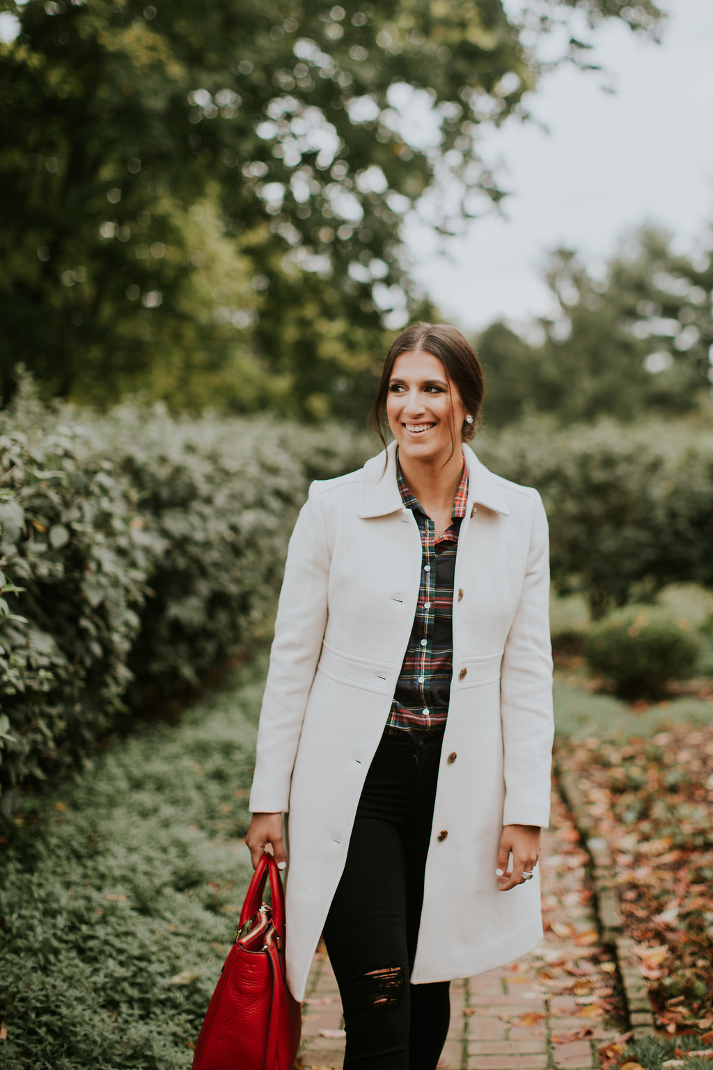 Double Cloth Lady Day Coat, j.crew coat, j.crew thinsulate coat, tartan plaid shirt, tartan plaid heels, plaid pumps, red tory burch tote, winter style, holiday outfit, holiday fashion // grace wainwright a southern drawl