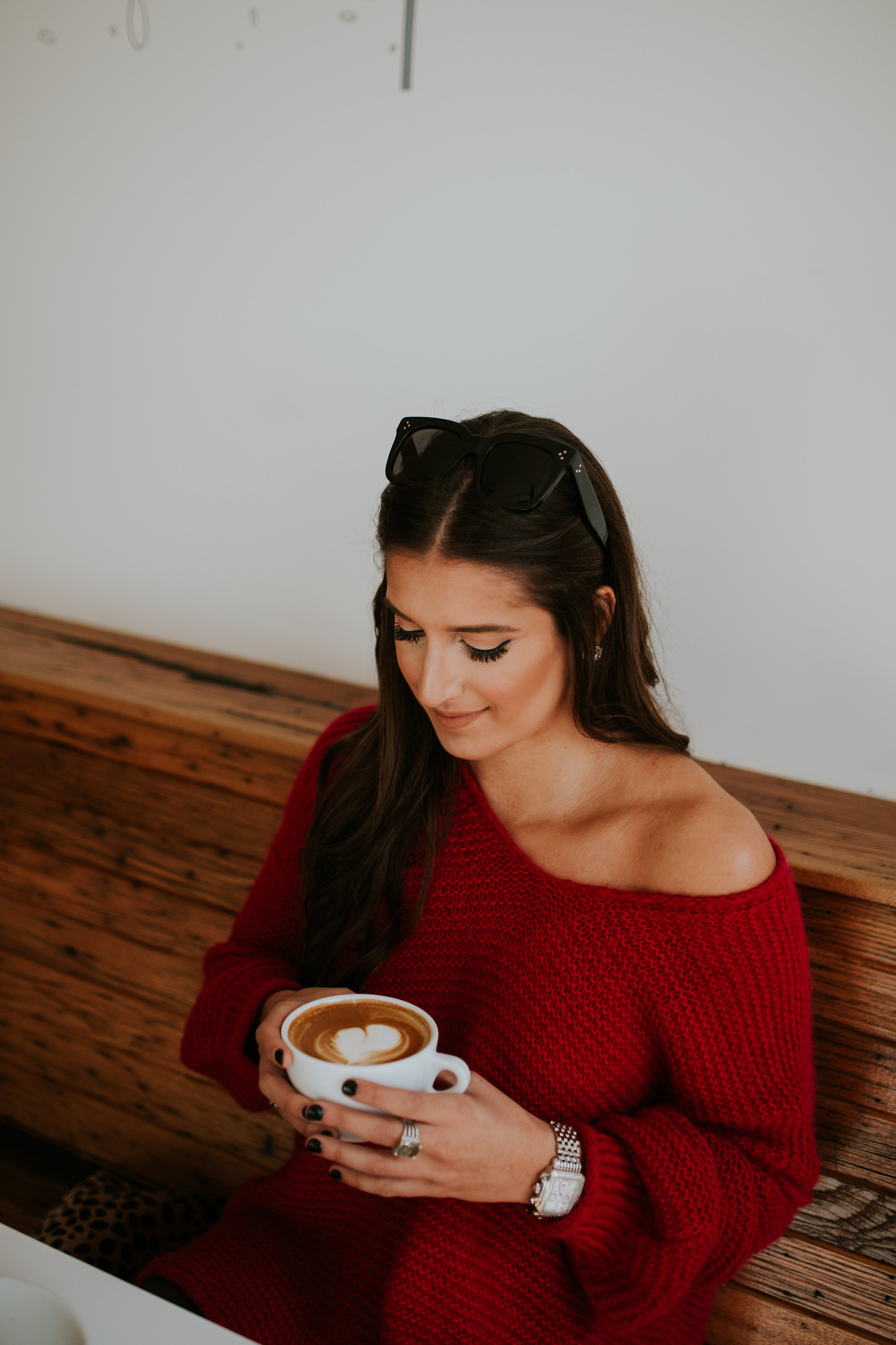 camoflauge jeans, free people sweater, coffee shop outfit, coffee shop style, cozy coffee shop, winter fashion, camo jeans, winter style // grace wainwright a southern drawl