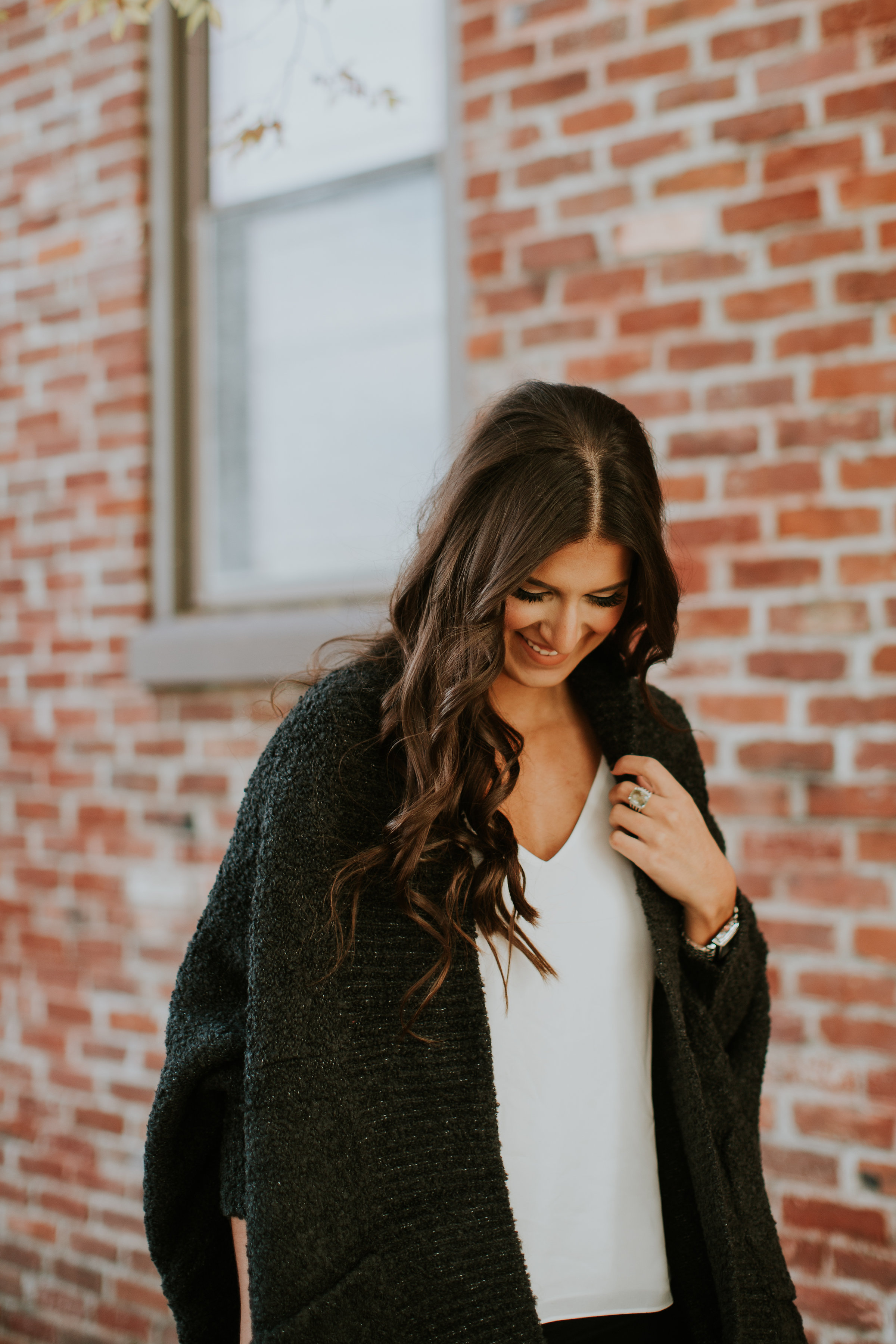 cozy style, cocoon cardigan, black cardigan, cozy cardigan, white topshop camisole, sam edelman over the knee boots, brown over the knee boots, winter style, chicwish cardigan, winter fashion, southern fashion blogger, cute fall outfit, fall style // grace wainwright a southern drawl