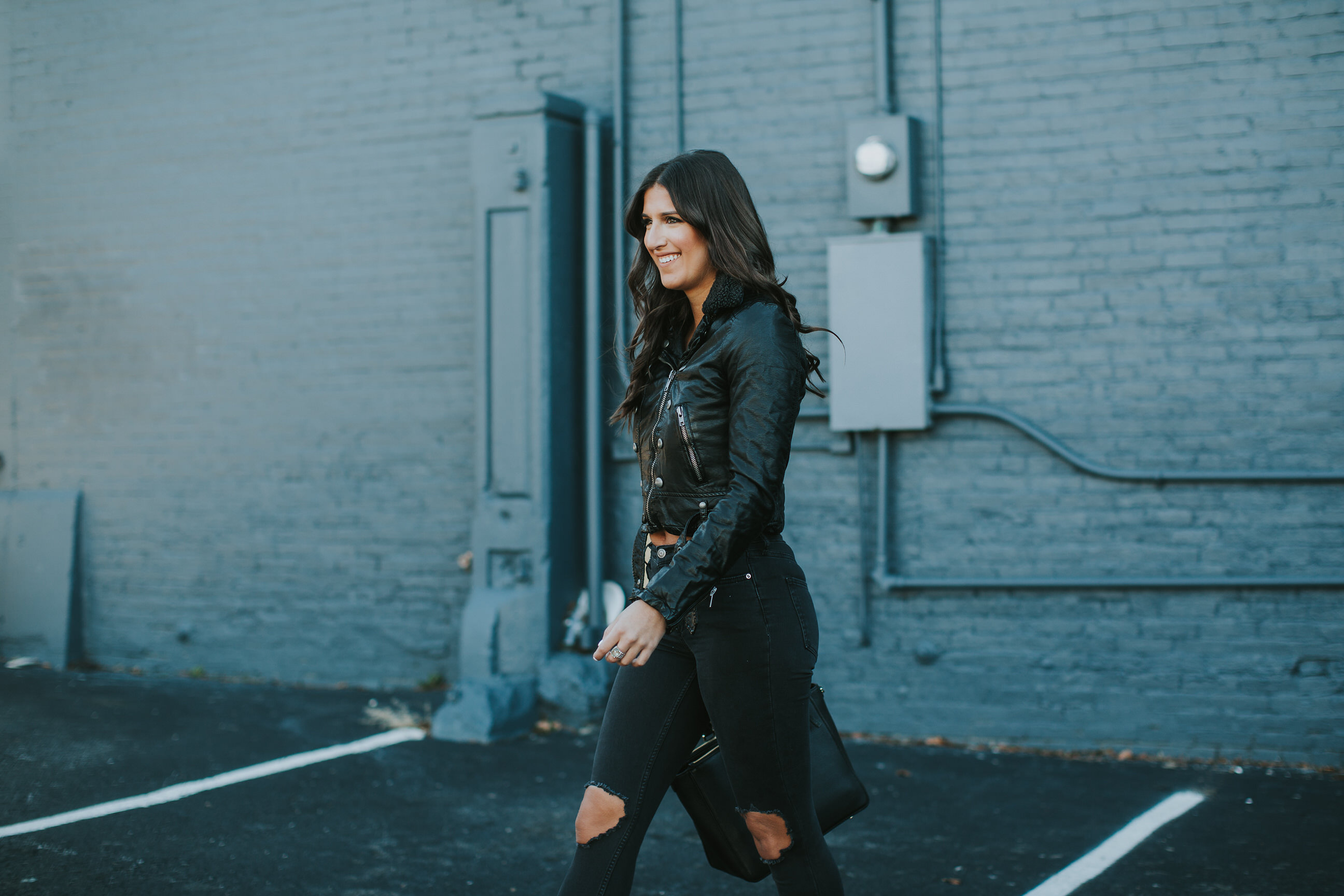 Faux Leather Moto Jacket, faux leather jacket, free people faux leather jacket, free people busted skinny jeans, winter fashion, winter style // grace wainwright a southern drawl