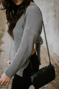 open back sweater outfit