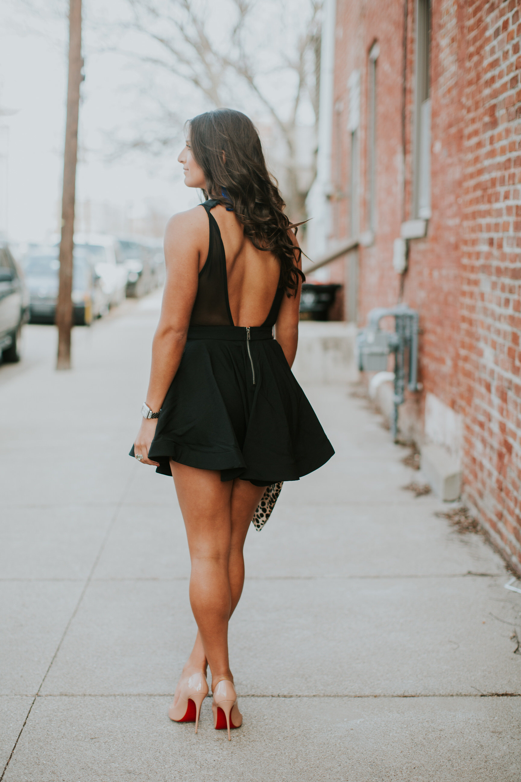 black cutout dress, christian louboutin so kate pumps, shanghai surprise cutout dress, black fit and flare dress, leopard calf hair clutch, leopard clutch, clare v clutch, baublebar ishigaki drops // grace wainwright a southern drawl