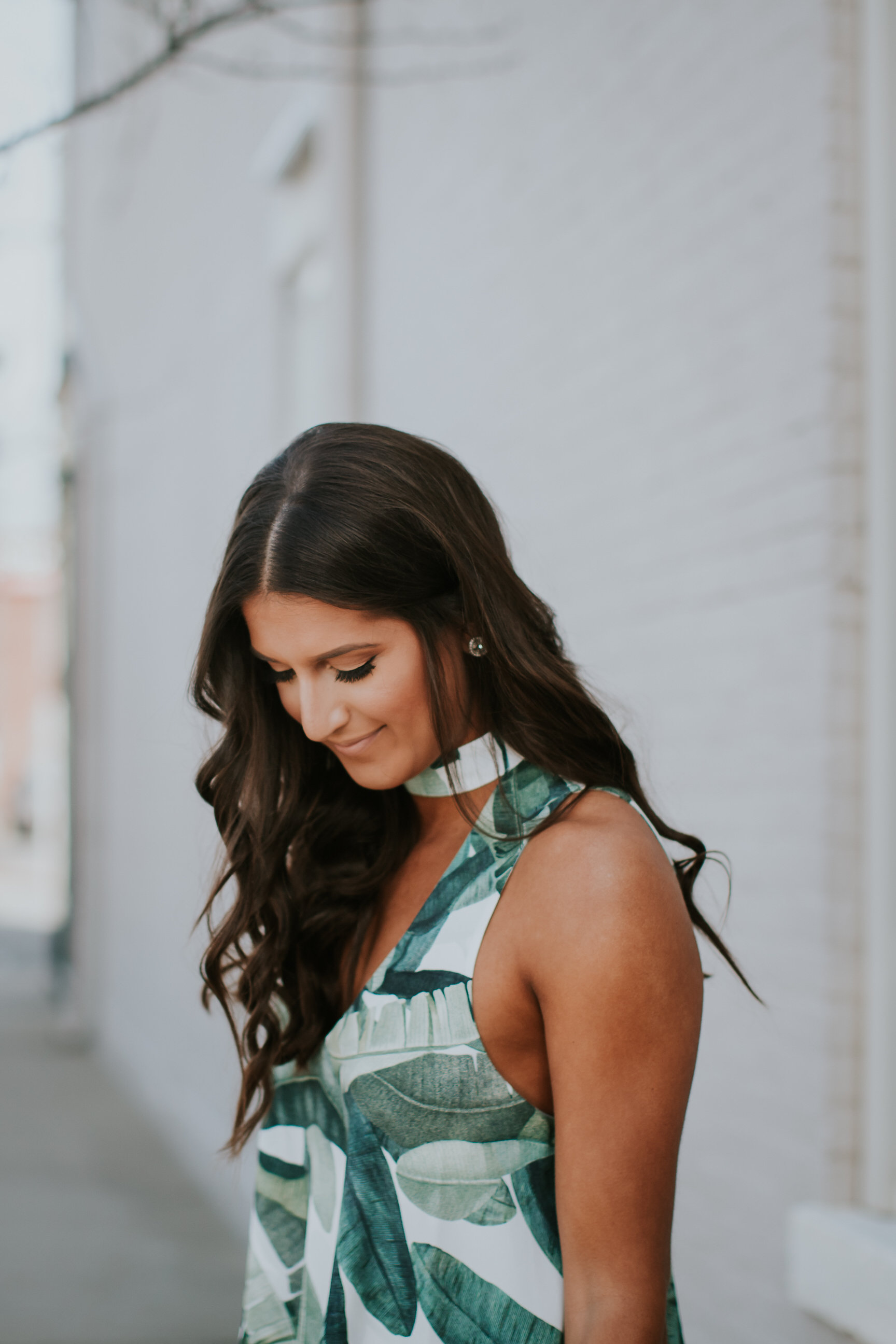 palm print set, palm print top, palm print shorts, palm print romper, palm print outfit, tropical outfit, vacation outfit, vacation style, calf hair clutch, leopard calf hair clutch, leopard clutch, clare v clutch, nude strappy heels // grace wainwright a southern drawl