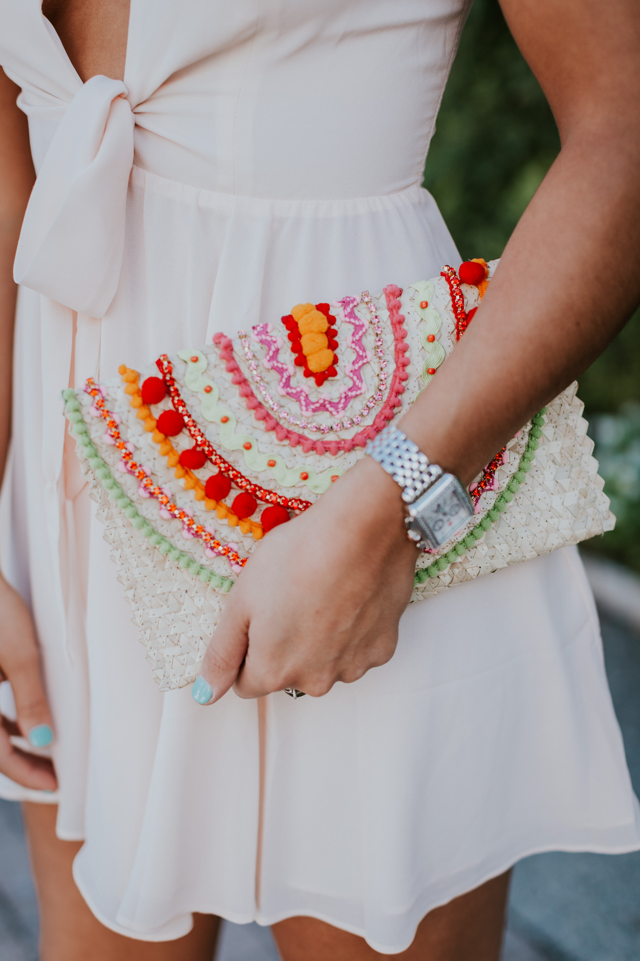 blush bow tie dress, lovers and friends x revolve andie dress is blush, mystique clutch, lace up sandals, vacation outfit, vacation style // grace wainwright a southern drawl