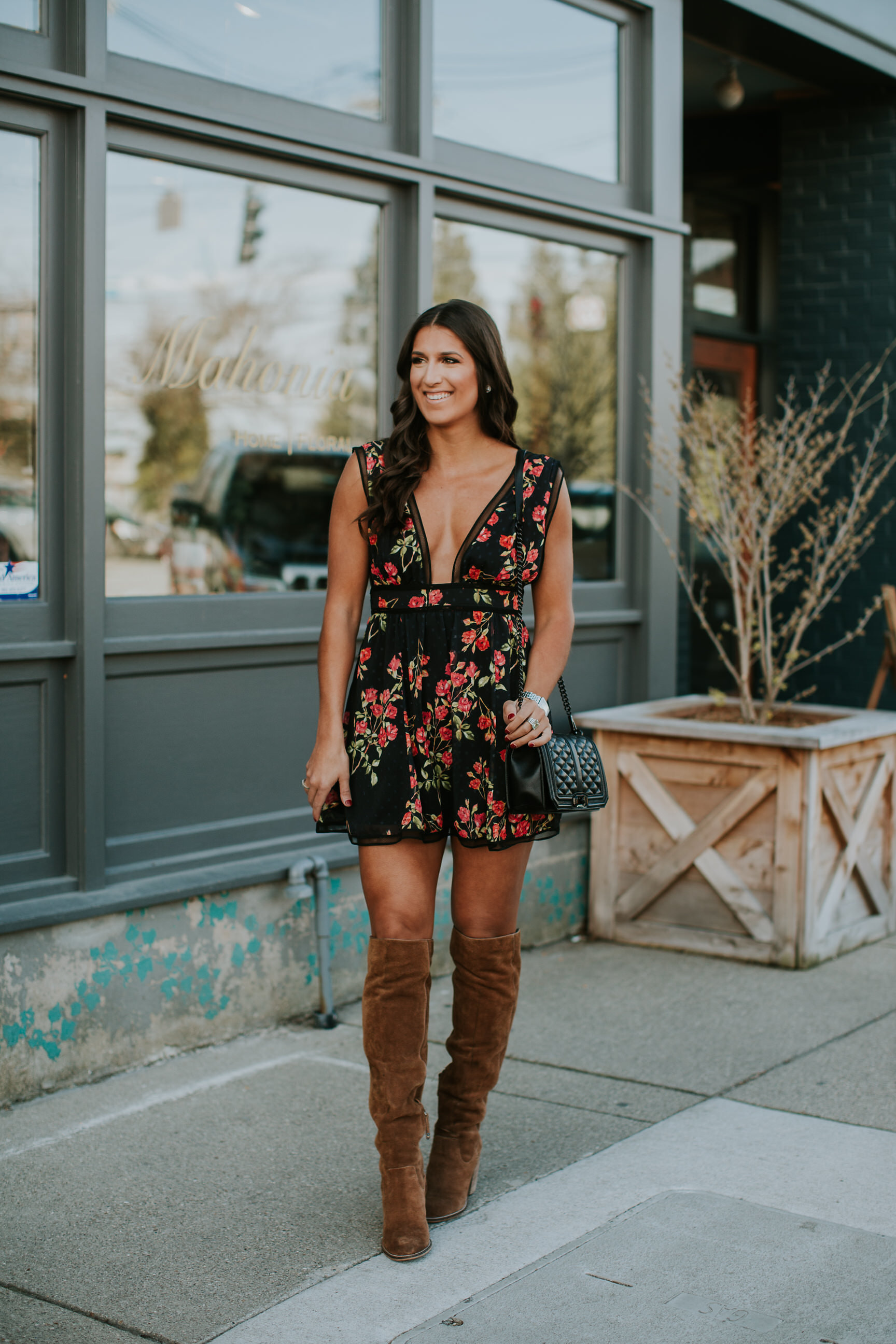 mini dress with over the knee boots