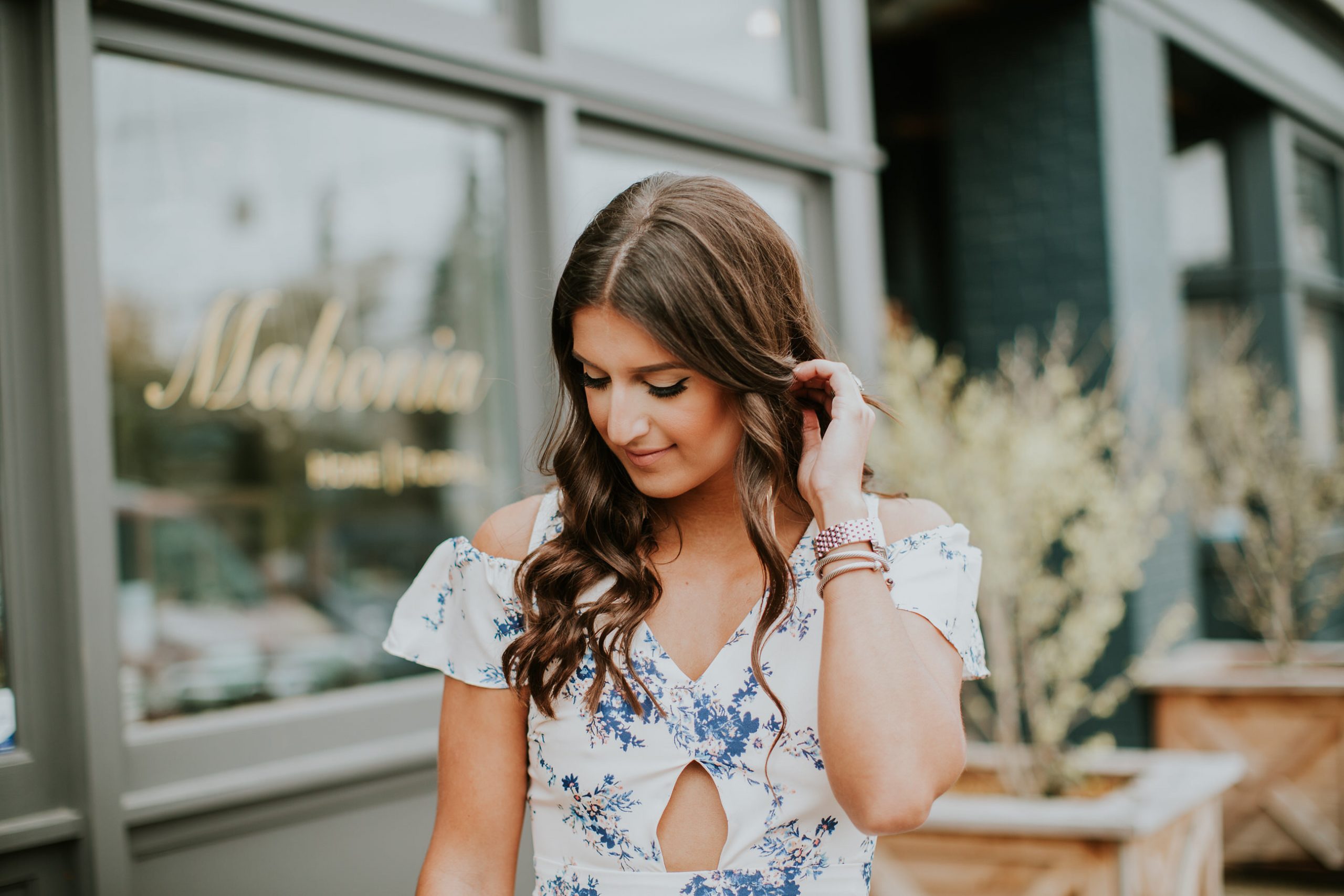 floral cold shoulder dress, spring fashion, spring dress, spring style, spring fashion, kentucky derby dress, cocktail dress, wedding guest dress, gold chain earrings, steve madden carrson sandal // grace wainwright a southern drawl