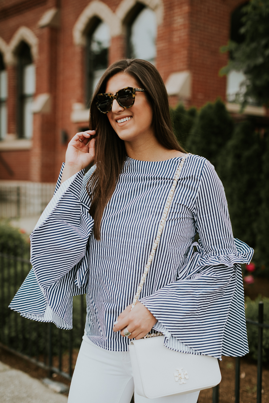 Stripe Bell Sleeve Top | A Southern Drawl