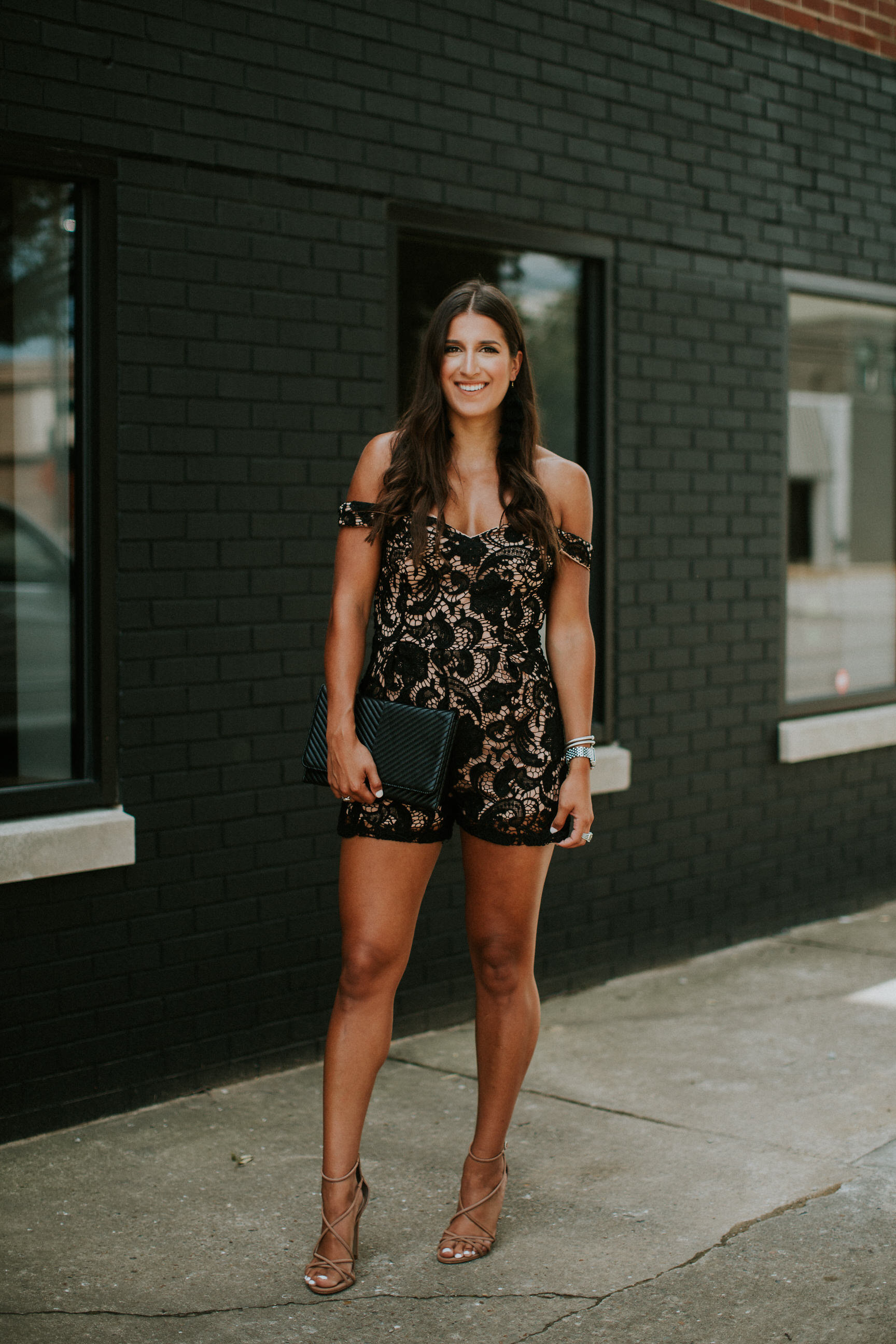 weekend style, tassel outfit, tassel coordinates set, tassel romper, tassel set, nasty gal outfits, nastygal outfits, lace romper, off the shoulder romper, off the shoulder lace romper, black mesh maxi dress, black mesh gown, summer weekend style, summer style, summer fashion // grace wainwright a southern drawl